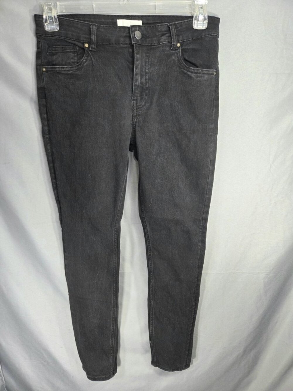 H&M Black Cotton Blend Mid-Rise Five Pocket Skinny Jeans Size 10